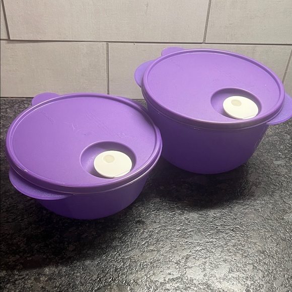 Tupperware Crystal Wave Purple Kitchen Microwave Storage Bowls - Picture 1 of 4
